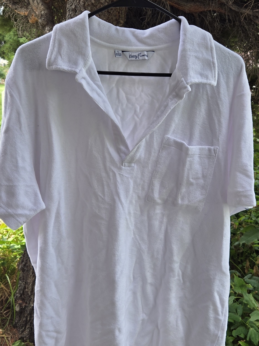 Kenny Flowers White Terry Polo with Chest Pocket